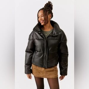Apparis Jemma Noir Faux Leather Puffer Jacket